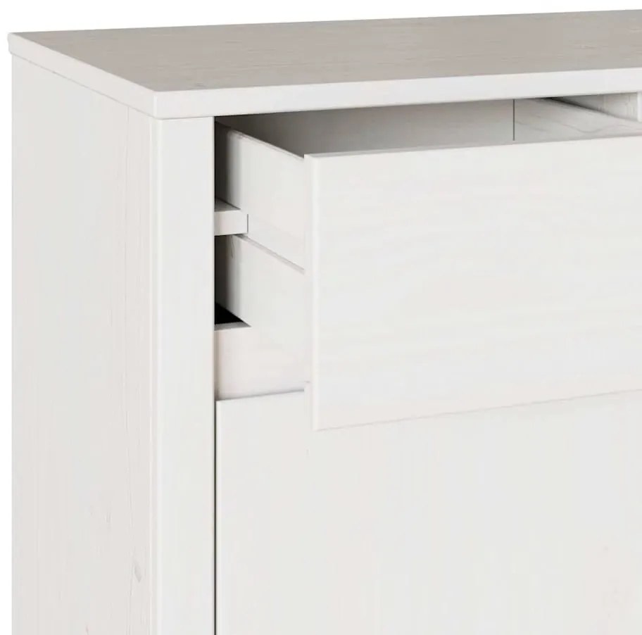 Sideboard vidaXL "DRAMMEN" Branco 114x43x75,5 cm Madeira Sólida Pinus