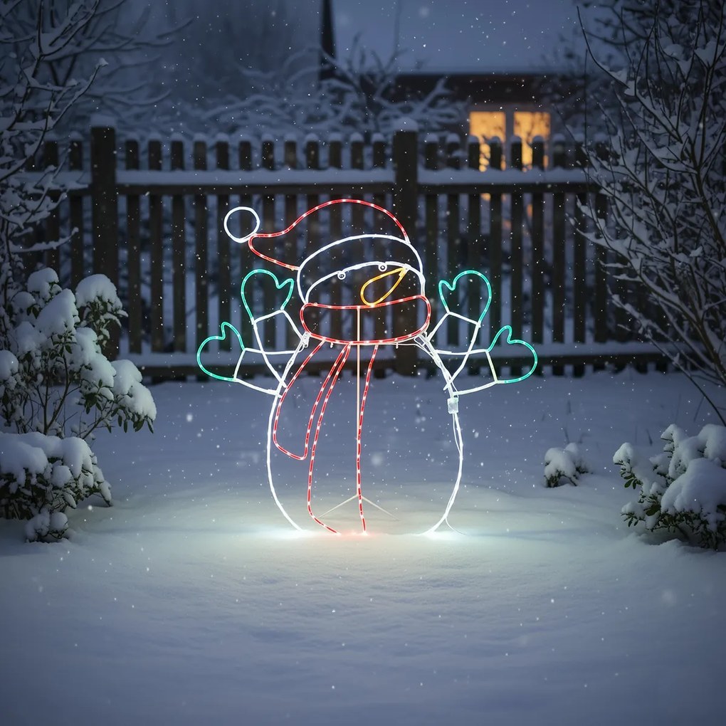 Candeeiro de pé de Natal Boneco de Neve 116cm incl. LED com Temporizador IP44 - Pax