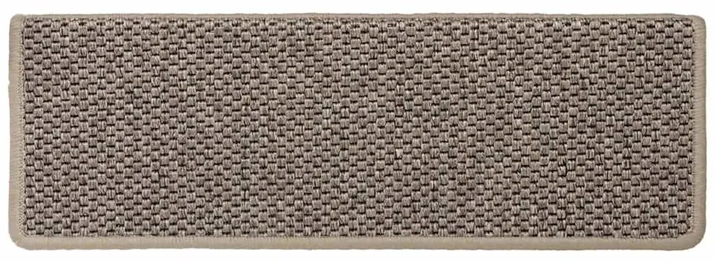 Tapetes escada adesivos aspeto sisal 15pcs 65x21x4 bege-escuro