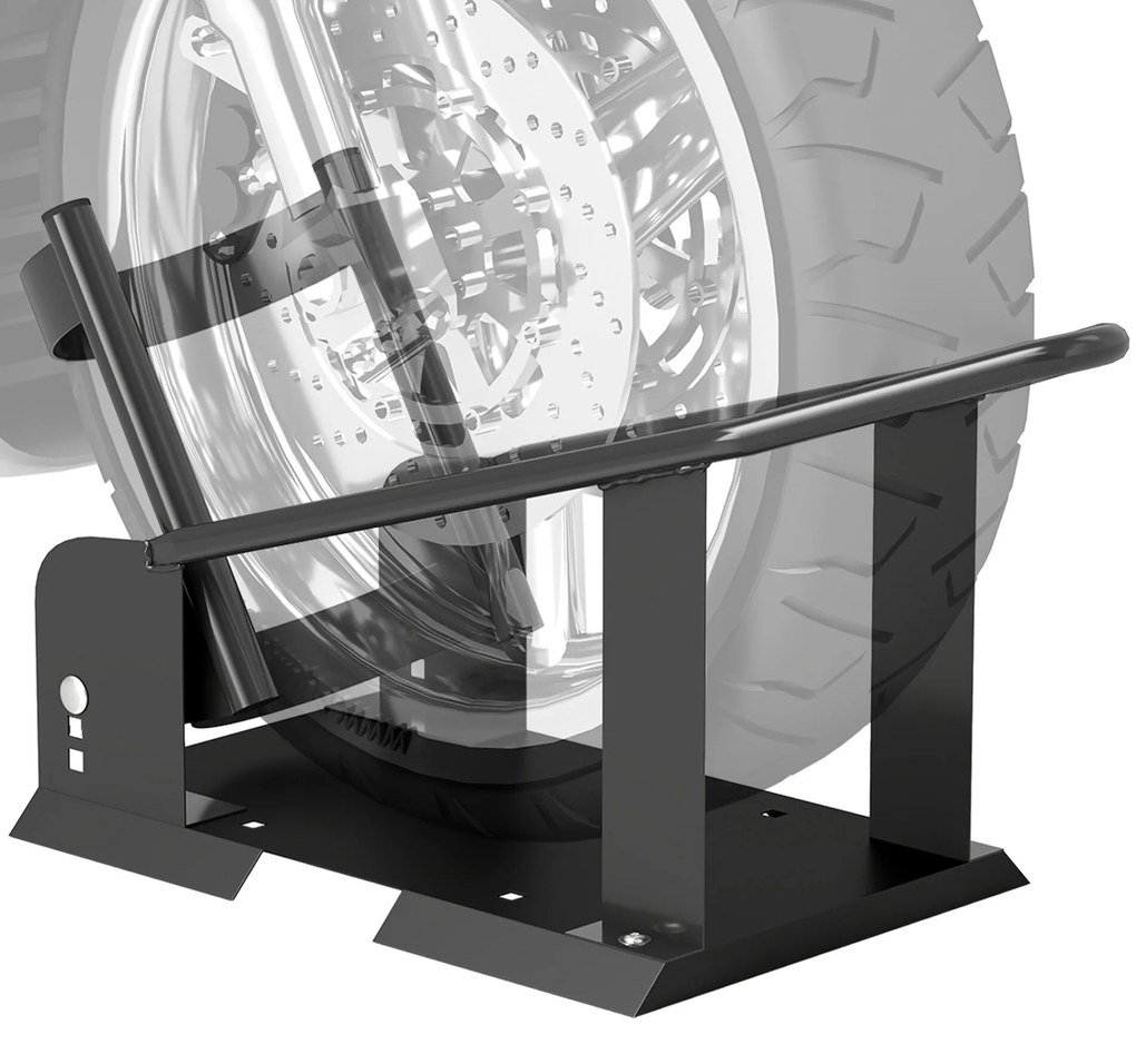 HOMCOM Cavalete de Moto Carga 816,5 kg Suporte para Roda Dianteira de Motocicleta Robusto com Altura Ajustável em 3 Níveis para Rodas Ø38,1-53,34 cm Preto