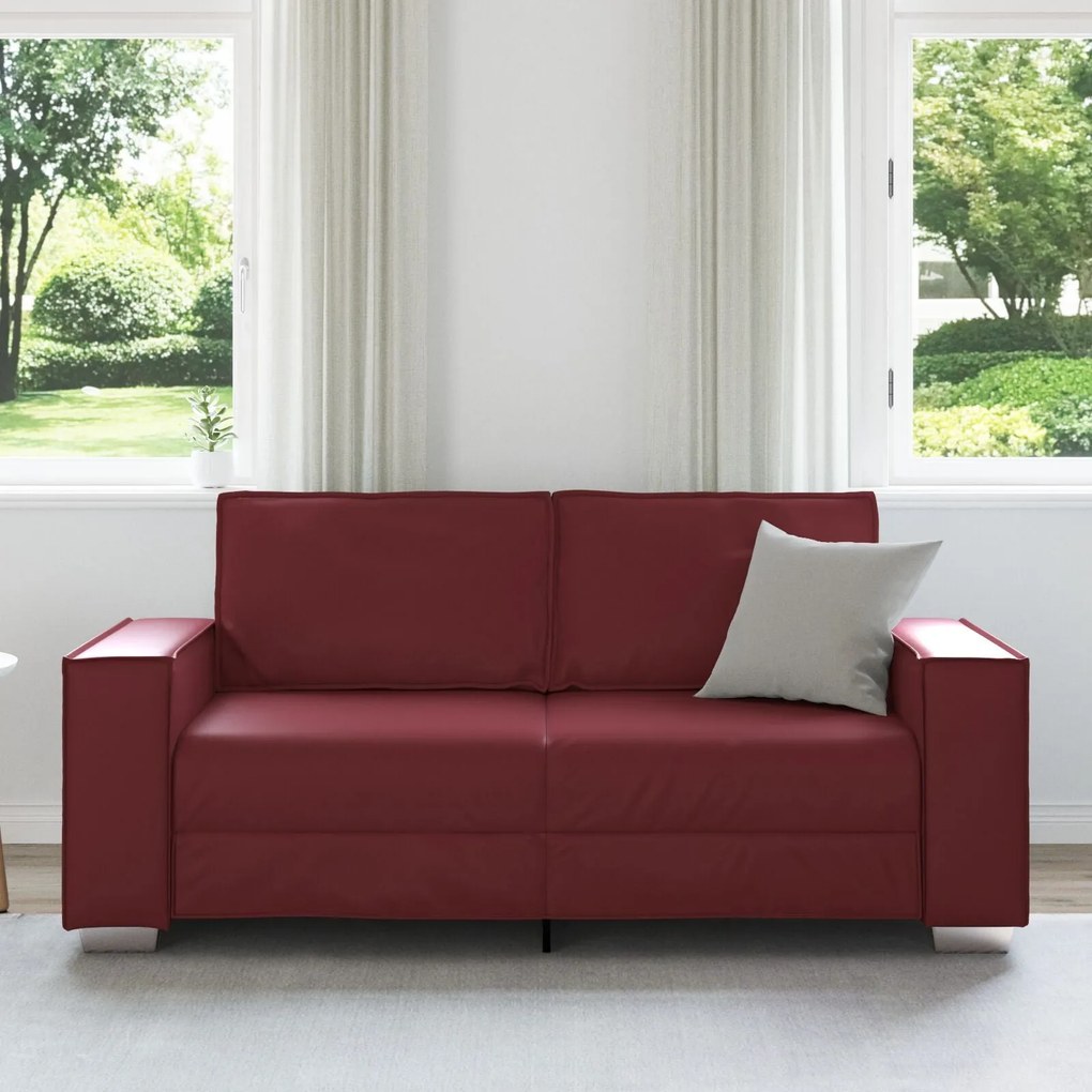 Sofá Loveseat vidaXL Vinho 140 cm em Couro Sintético