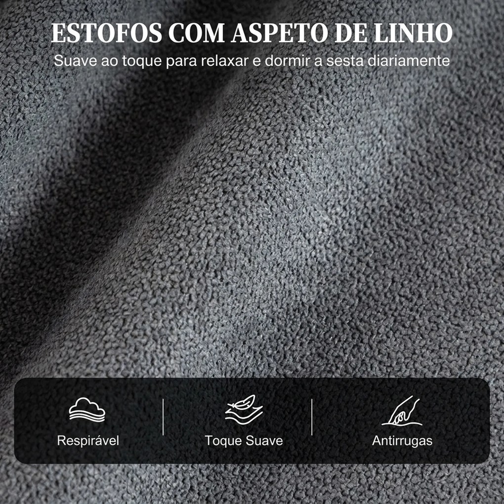 Poltrona Relax Reclinável Manual Acolchoada em Cinzento Escuro