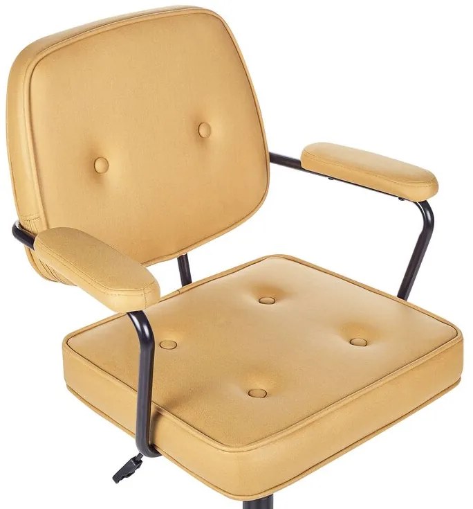 Cadeira de escritório em pele sintética amarela PAWNEE Beliani