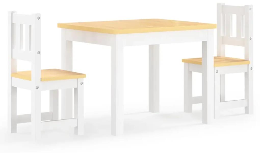 Conjunto Infantil de Mesa e 2 Cadeiras - Branco/Castanho - Design Nórd