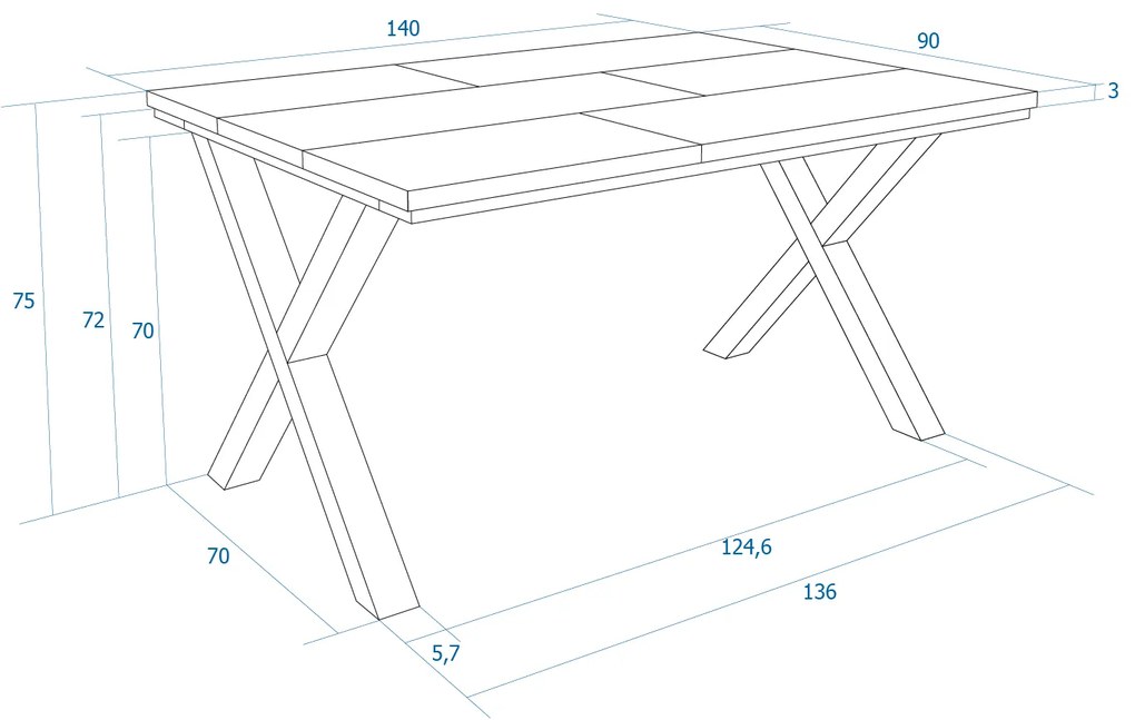 Mesa de sala de jantar | 6 pessoas | 140 | Robusto e estável graças à sua estrutura e pernas sólidas | Ideal para reuniões familiares | Oak e Black |