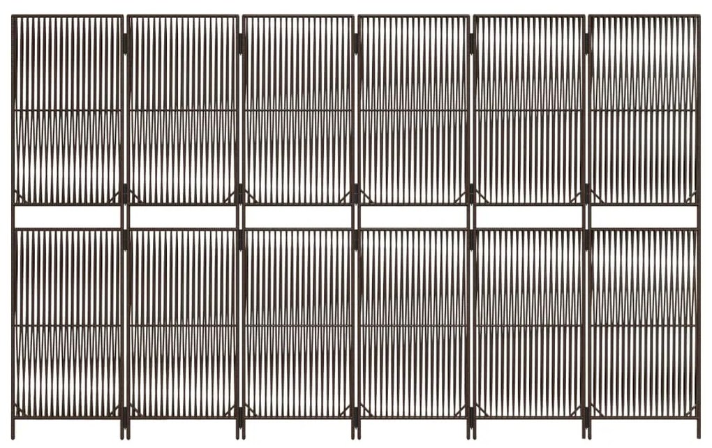 Biombo de divisão 6 painéis vime PE castanho