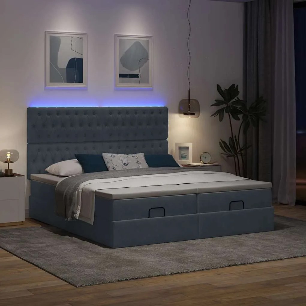 Estrutura cama otomana colchões 180x200 cm cinzento escuro
