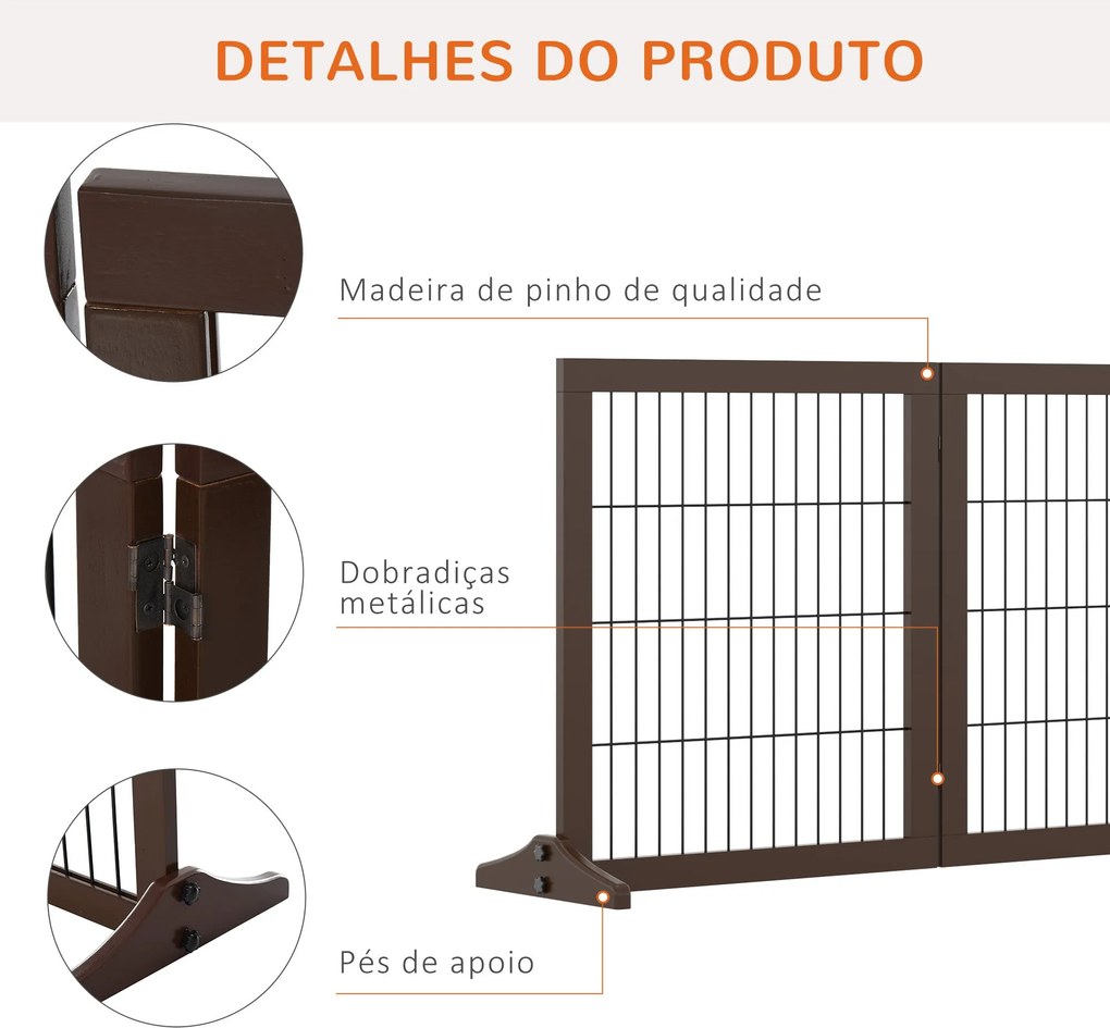 PawHut Barreira de Segurança para Cães de 3 Paineis Barreira para Cães