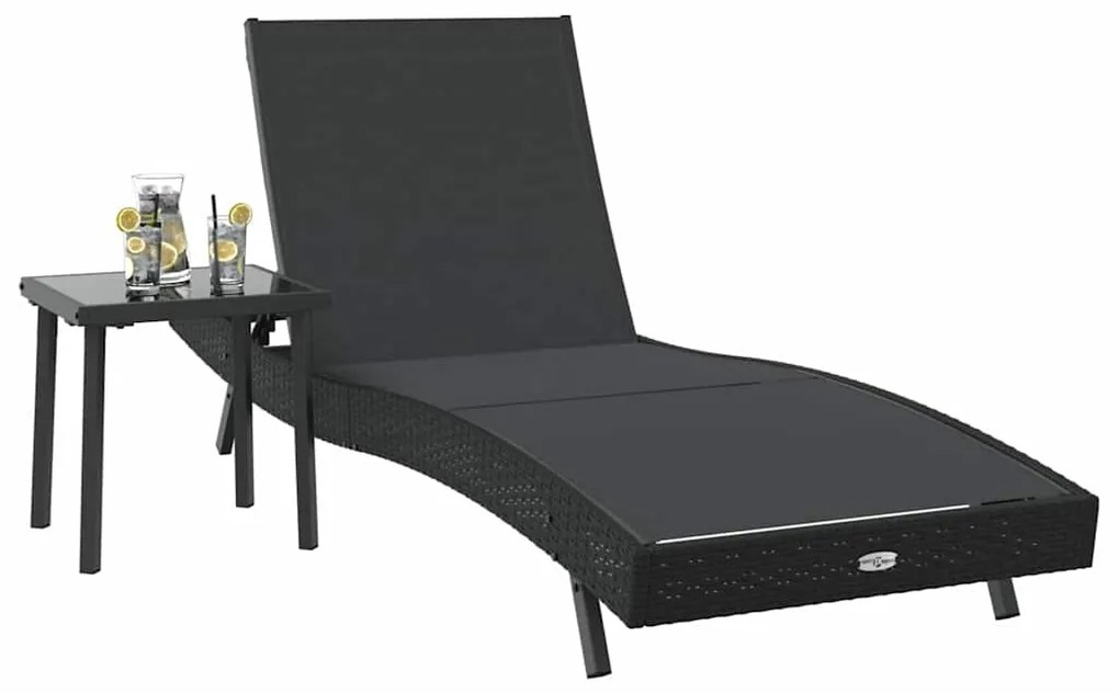 Espreguiçadeira 2 pcs Preto 40 x 40 x 40.5 cm Rattan Sintético