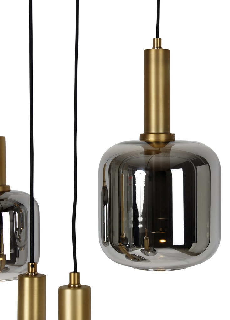 LED Candeeiro de suspensão preto com dourado com vidro fumê incl. 5 PUCC - Zuzanna Moderno