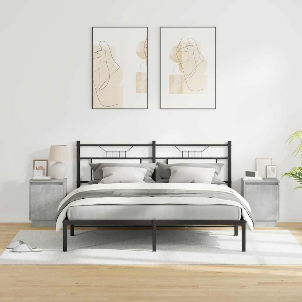 Mesas de cabeceira com luzes LED 2 pcs Cinza Concreto 39x34,5x50 cm