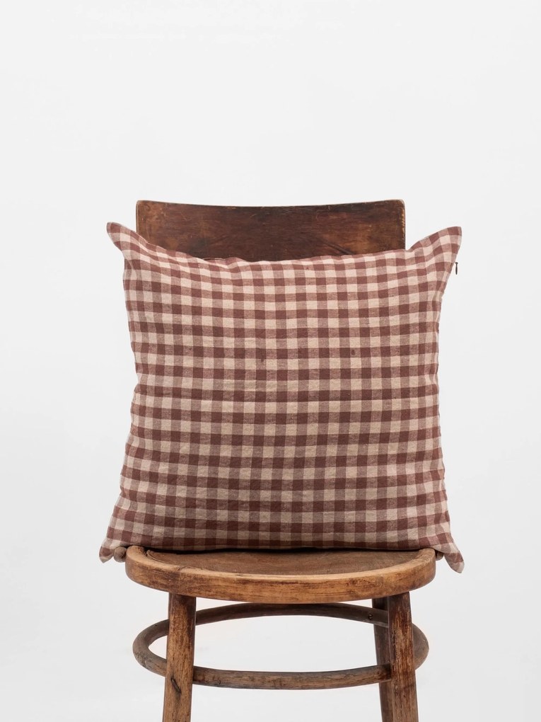 Capa de almofada em linho Chocolate Gingham