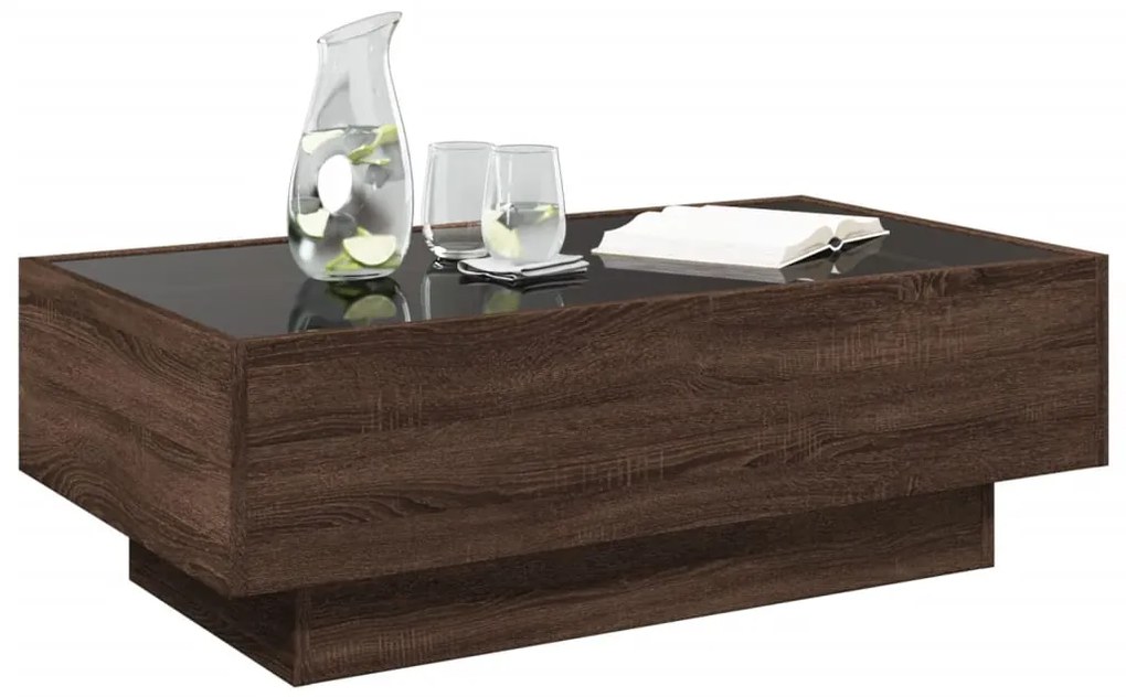 Mesa de centro c/ LEDs 90x50x30 cm derivados de madeira