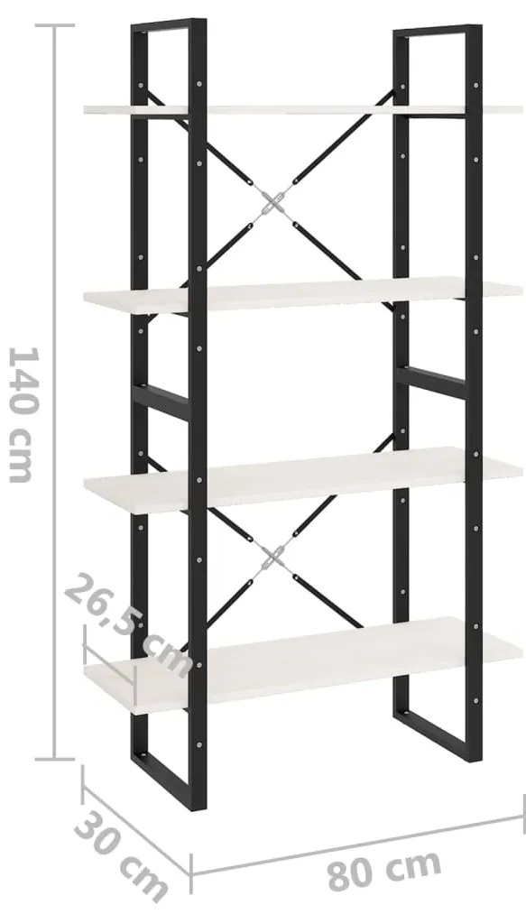 Estante com 4 prateleiras 80x30x140 cm pinho maciço branco