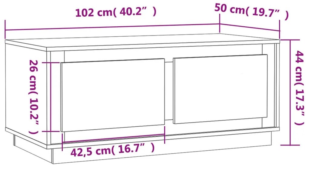 Mesa de centro 102x50x44 cm derivados de madeira preto
