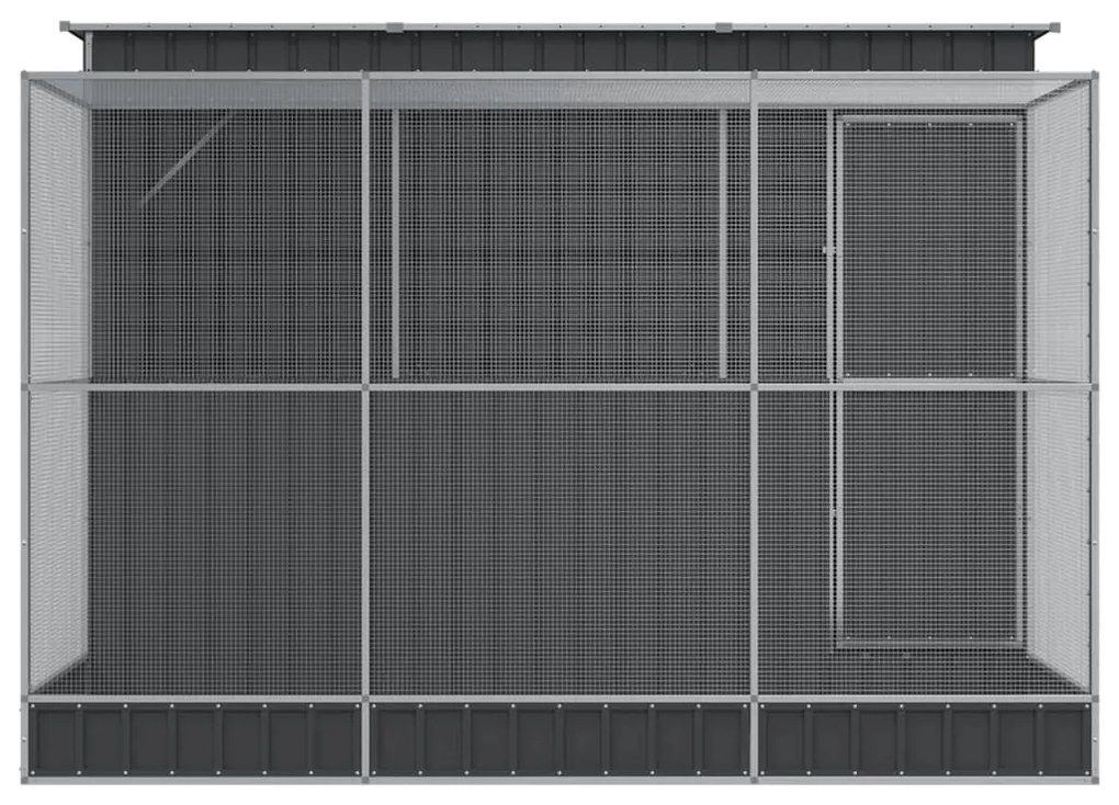 Aviário com extensão 290x303x216 cm aço prateado