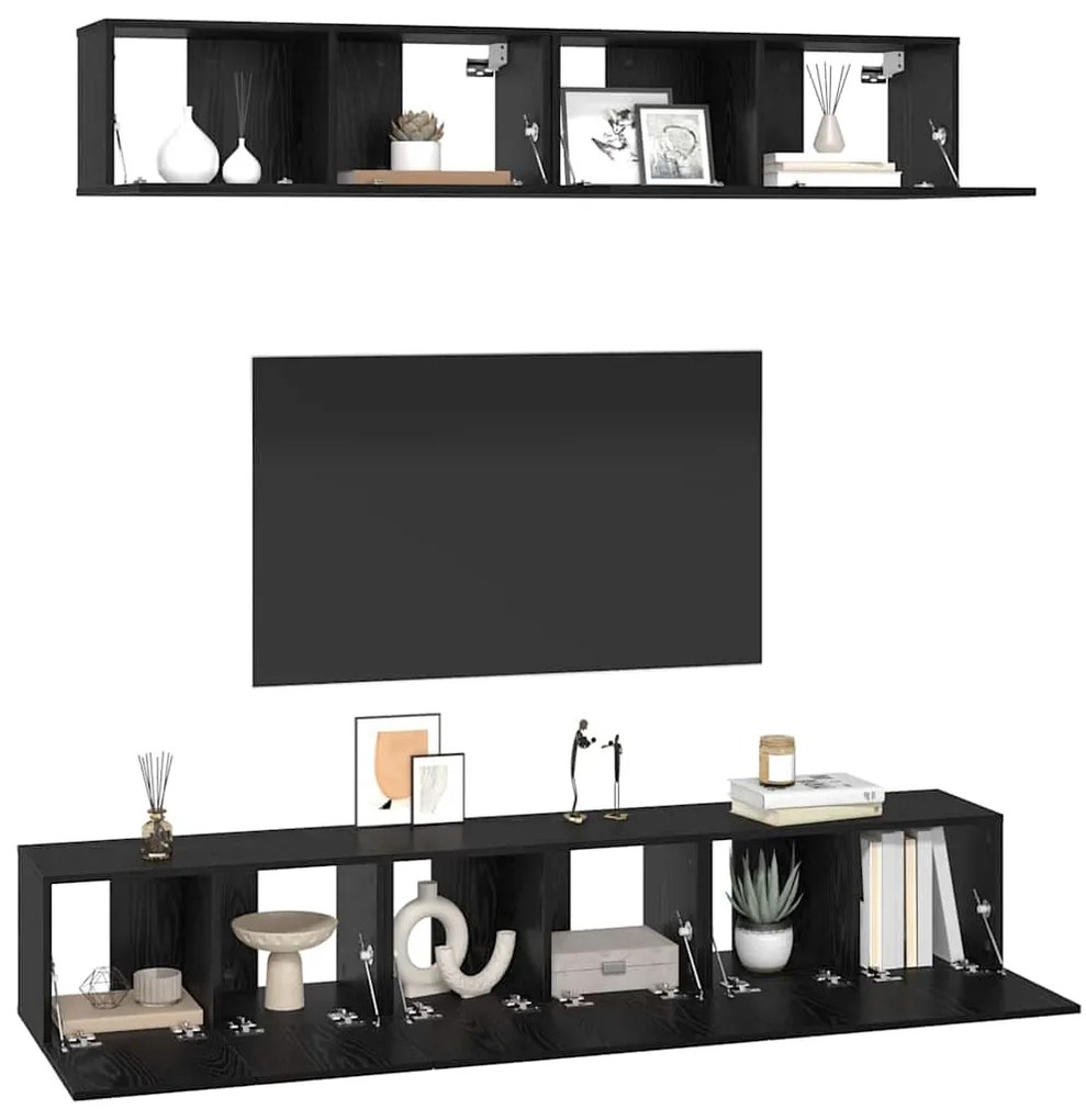 Conjunto de móvel de TV 5 pcs Carvalho Preto 80 x 30 x 30 cm