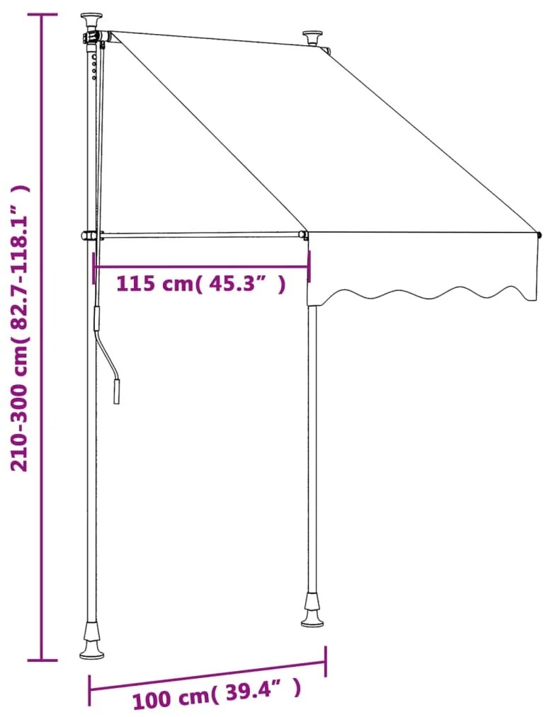 Toldo retrátil 100x150 cm tecido e aço cor creme