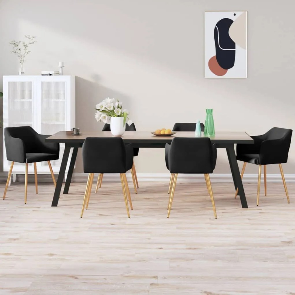 vidaXL Cadeiras de jantar 6 pcs veludo preto