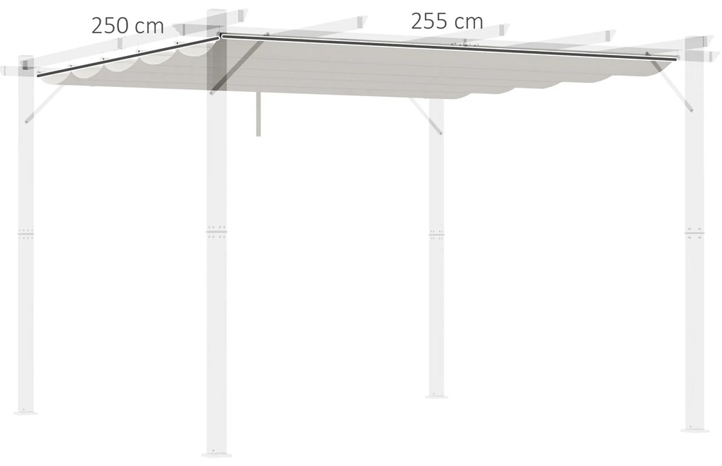 Cobertura para Pérgola 2,5x2,55cm Teto de Substituição Retrátil para Pérgola com 10 Orifícios de Drenagem Creme