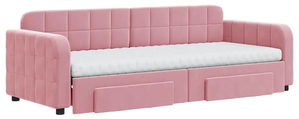 Sofá-cama com gavetão e gavetas 80x200 cm veludo rosa
