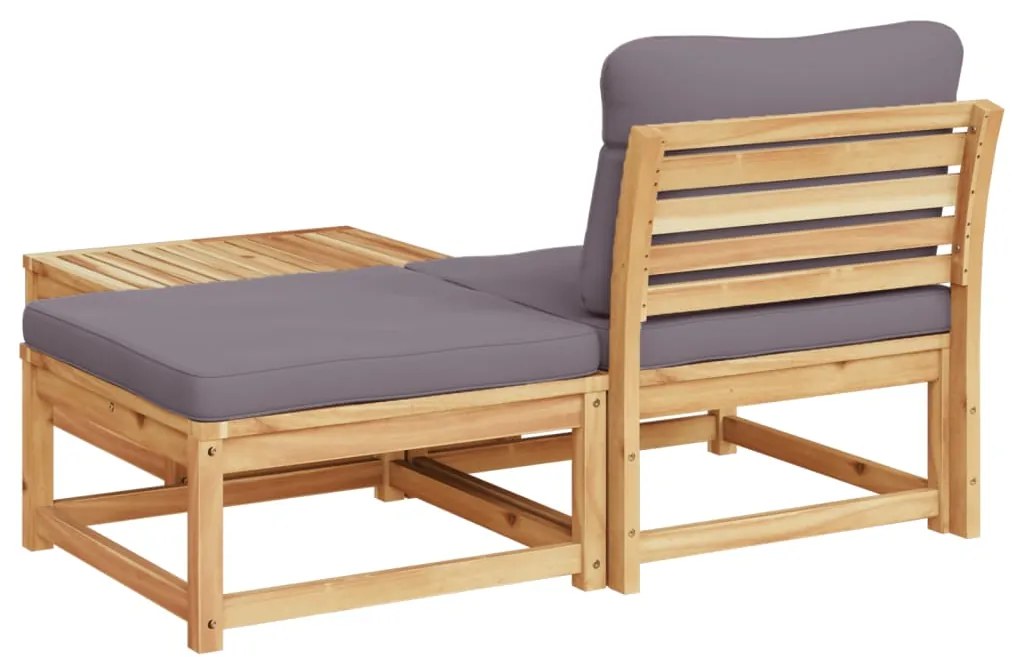 3 pcs conjunto lounge de jardim c/ almofadões acácia maciça