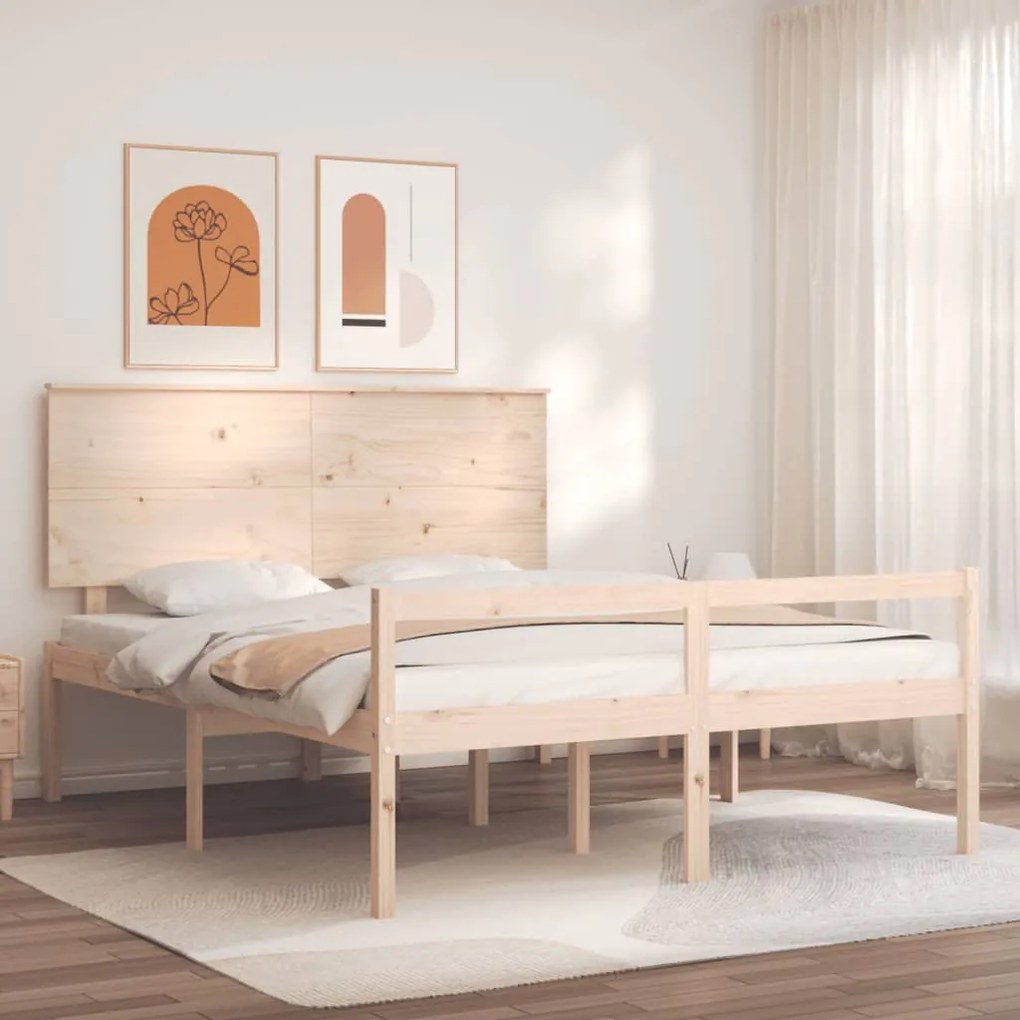 vidaXL Cama para idosos com cabeceira 160x200 cm madeira maciça