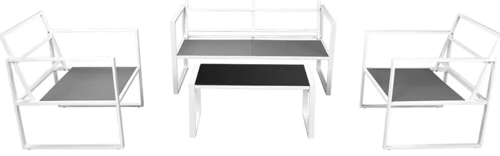 4 pcs conjunto lounge de jardim c/ almofadões aço branco