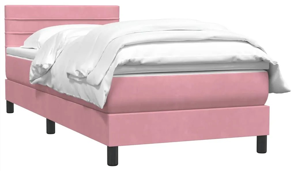Cama com molas/colchão 80x220 cm veludo rosa