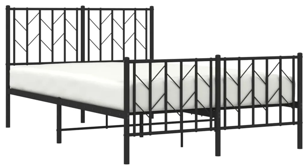 Estrutura de cama com cabeceira e pés 120x190 cm metal preto