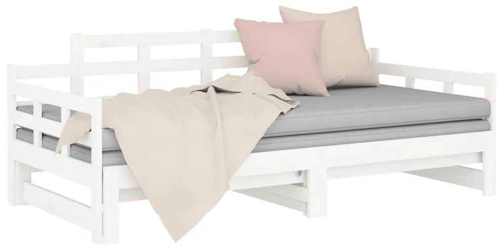 Estrutura sofá-cama de puxar pinho maciço branco 2x(90x190) cm