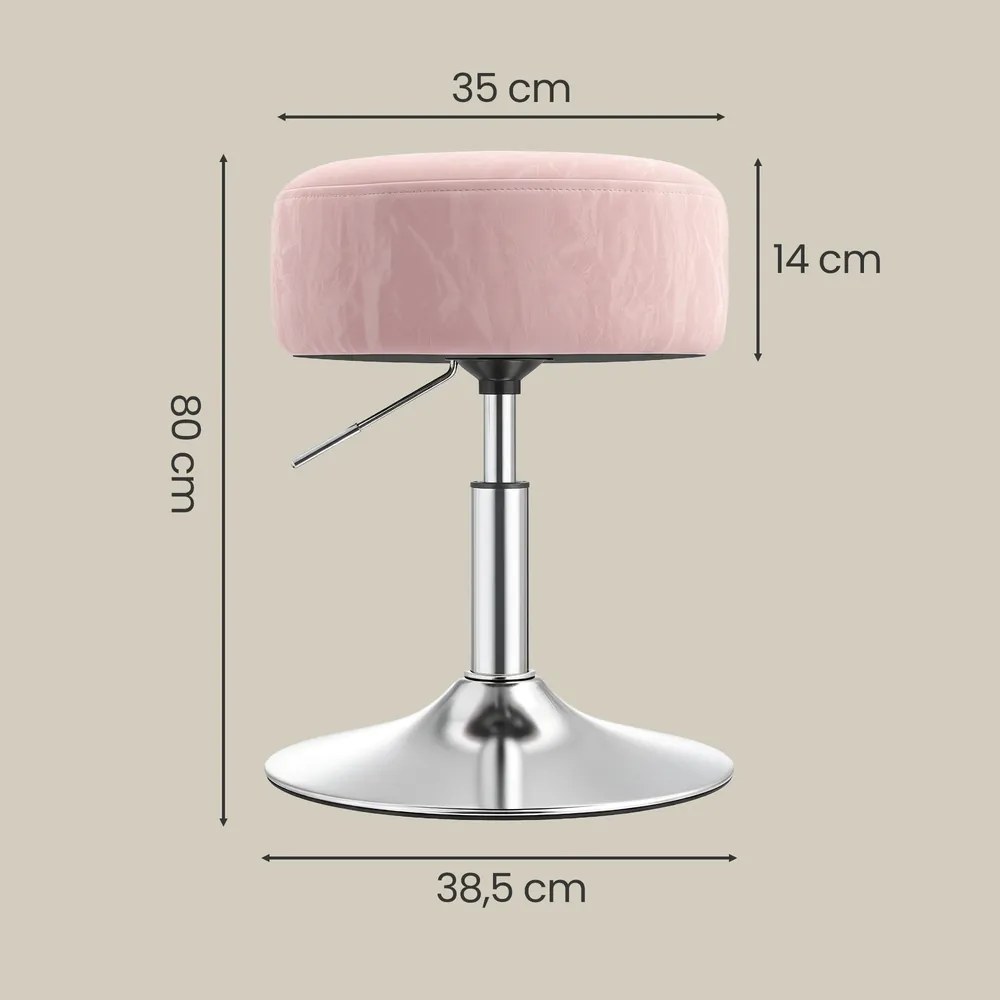Banco de toucador 38 x 38 x (44-56) cm ajustável em altura rosa