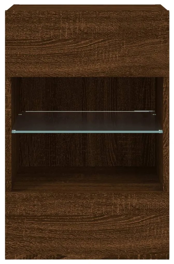 Móveis de parede para TV com luzes LED 2 pcs carvalho castanho