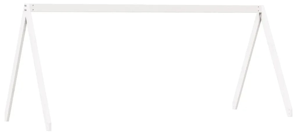 Cama alta c/ escada e telhado 90x200 cm pinho maciço branco