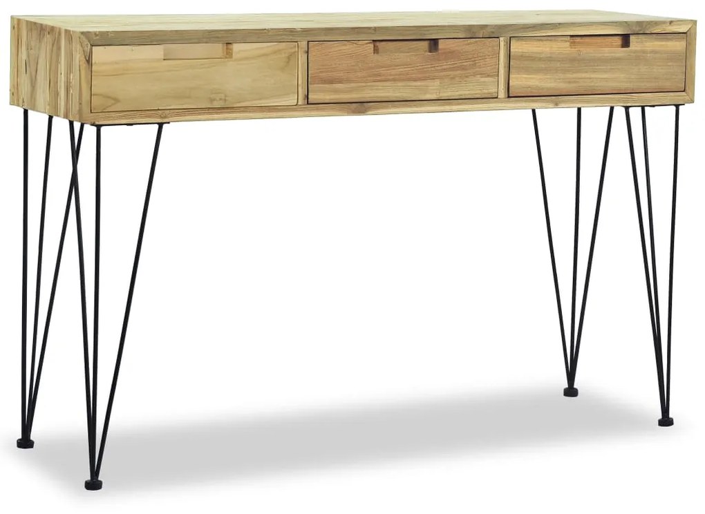 vidaXL Mesa consola em teca maciça 120x35x76 cm