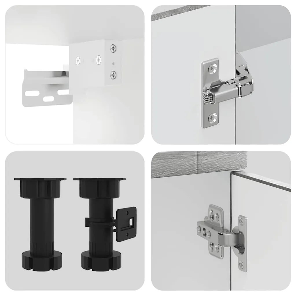 4 peças armário de cozinha conjunto Kalmar cinza sonoma