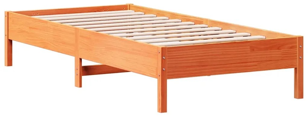 Cama com estante sem colchão 90x200cm pinho maciço castanho-mel