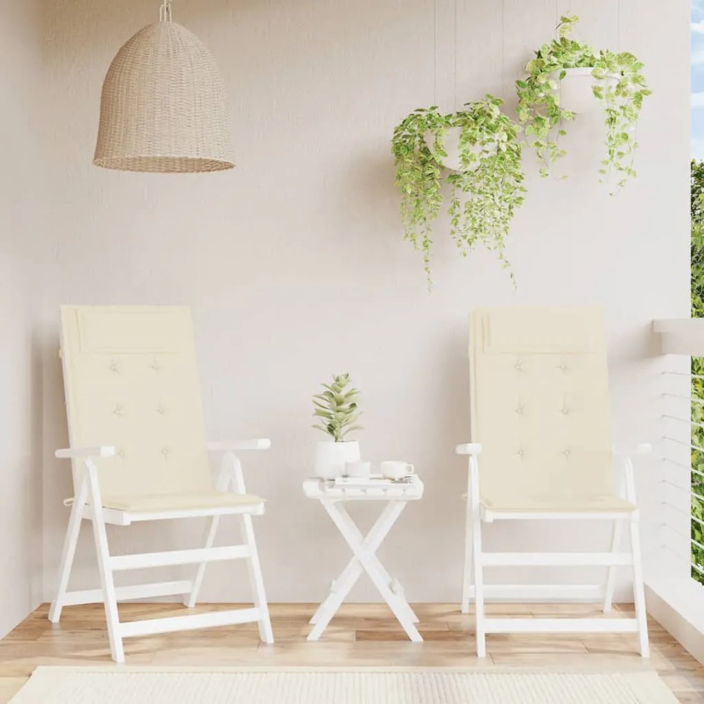 vidaXL Almofadões p/ cadeira encosto alto 2pcs tecido oxford cor creme