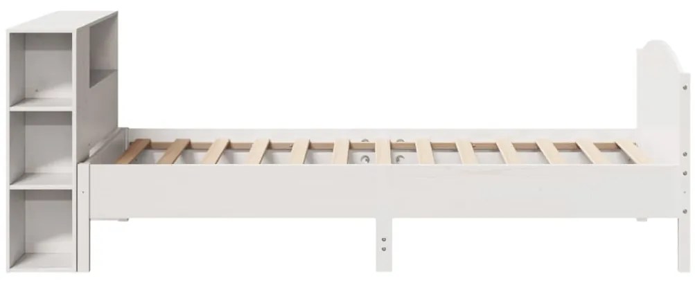 Cama com estante sem colchão 90x200 cm pinho maciço branco