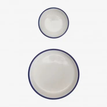 Conjunto De 2 Tigelas Em Grés Ronilena Branco Gardenia - Azul Ken - Sklum