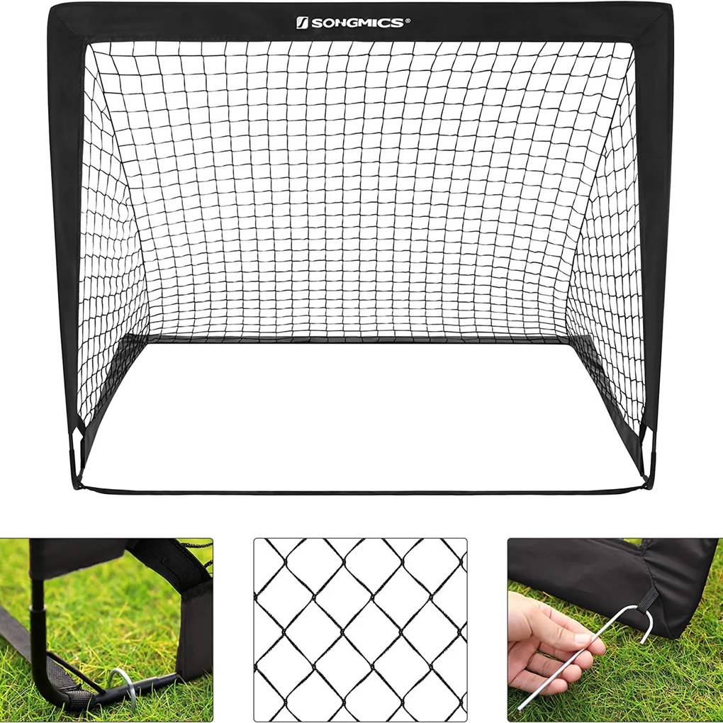 Conjunto de 2 balizas de futebol para crianças Pop up 90 x 120 x 90 cm em Pretas