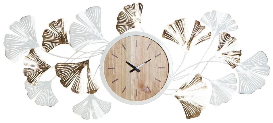Relógio de Parede DKD Home Decor Folhas Dourado Metal Branco Madeira MDF (109 x 6 x 59 cm)