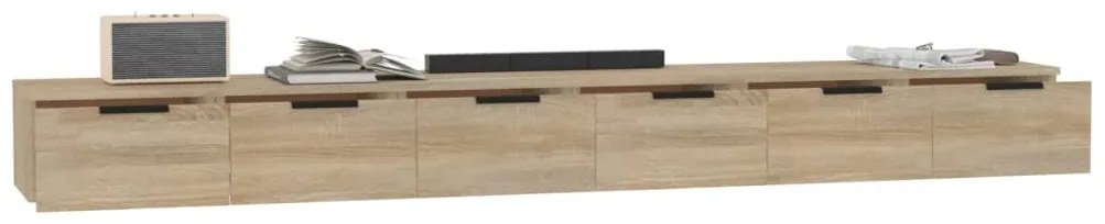 Armários de parede 2pcs 102x30x20cm derivados de madeira sonoma