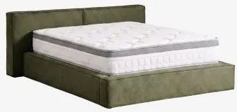 Cama Com Canapé Abatível Estofada Lunari Tecido Verde Exército & 180 X 200 Cm & 180 X 200 Cm - Janice - Sklum