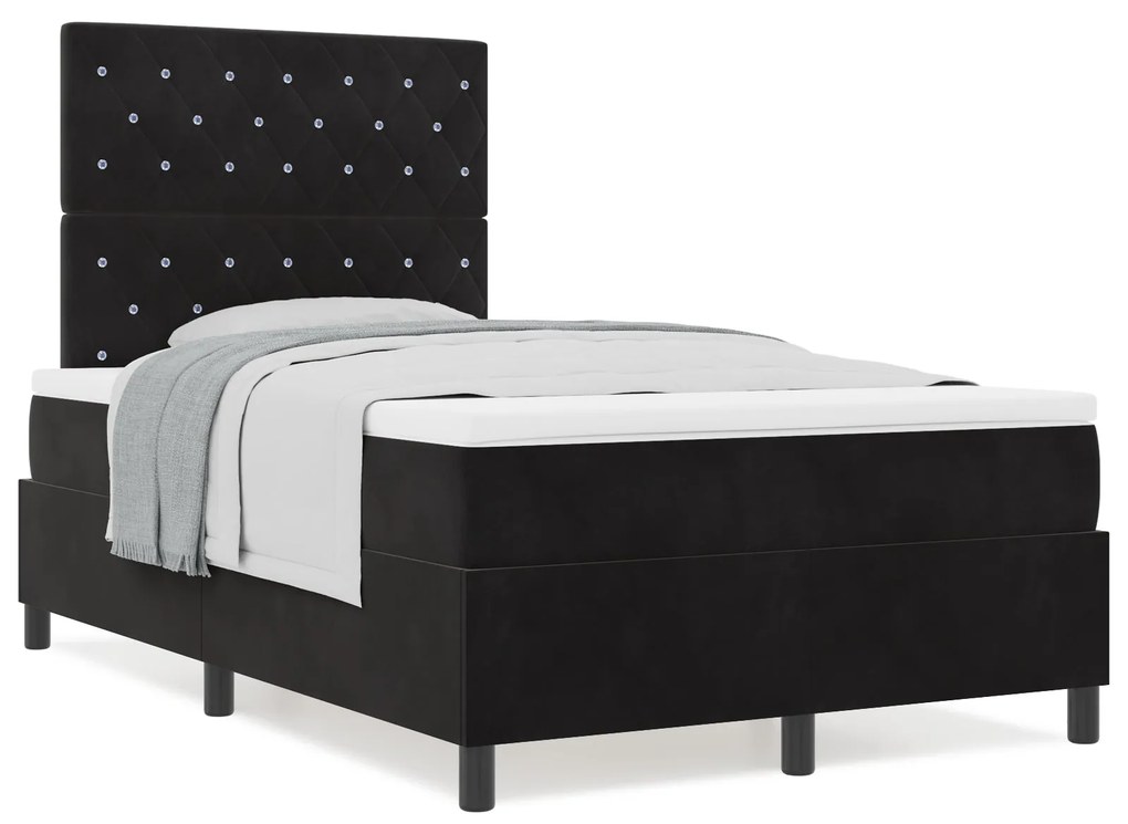 Camas Box Spring com Colchão vidaXL Preto 120x200 cm Veludo