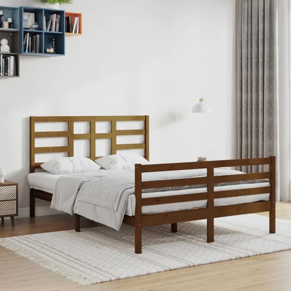 vidaXL Estrutura de cama 140x200 cm madeira maciça castanho-mel