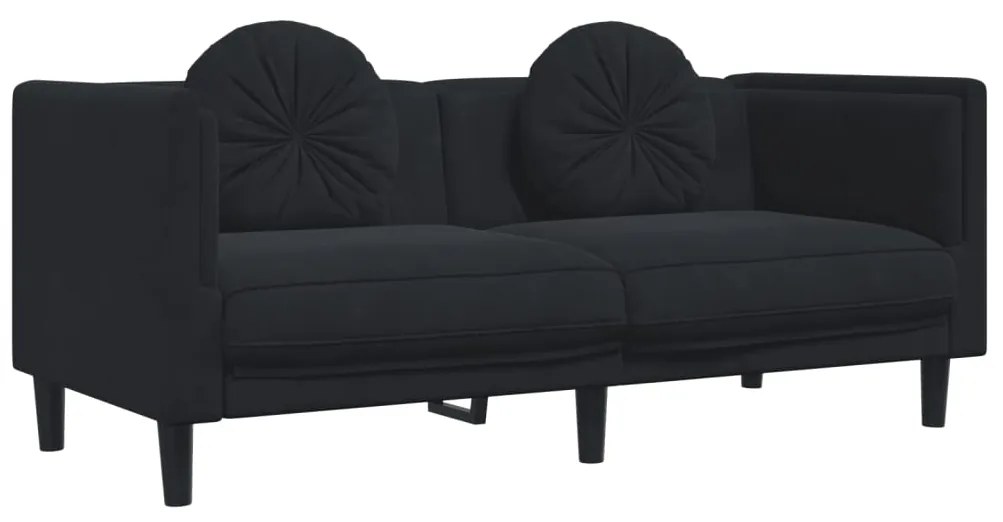 3 pcs conjunto de sofás com almofadas veludo preto