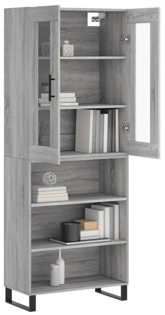Armário alto 69,5x34x180 cm derivados de madeira sonoma cinza