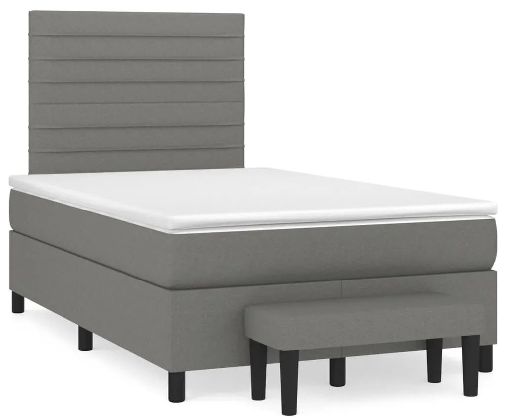 Cama boxspring com colchão 120x190 cm tecido cinzento-escuro
