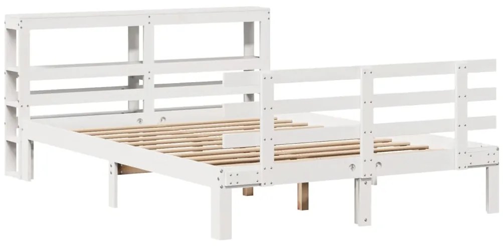 Estrutura de cama c/ cabeceira 150x200 cm pinho maciço branco